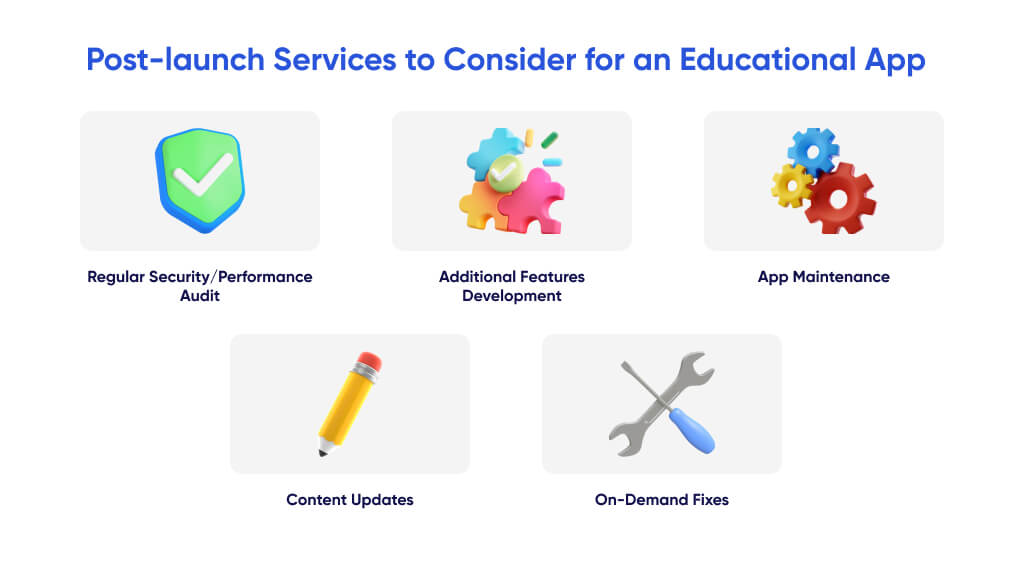 Post-launch services for an educational app